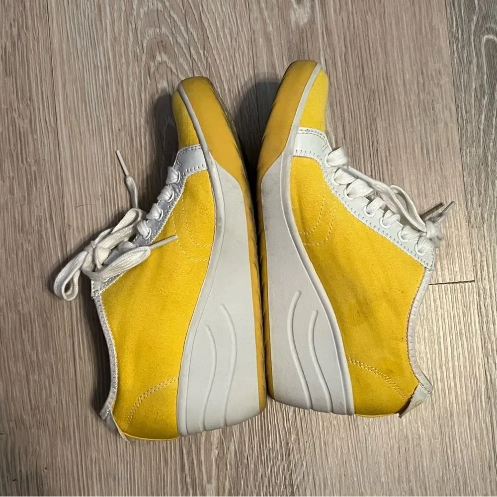 Vtg 90s Y2K Skechers “S” Cali Platform Wedge Sneaker Shoe Yellow White Lace Up 7 - Picture 8 of 15